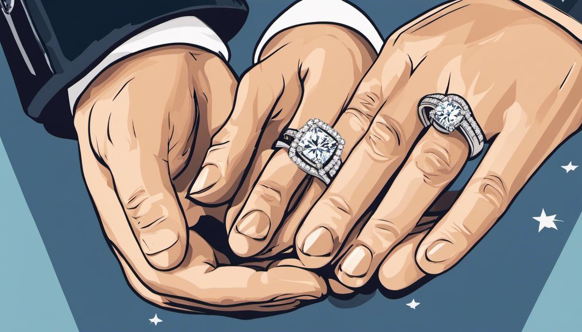 Illustration of two hands wearing wedding rings, representing the importance of wedding attendance